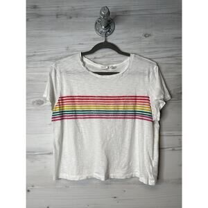 C&C‎ California Shirt Womens XL Rainbow Stripe Crewneck Soft Pima Tee Top